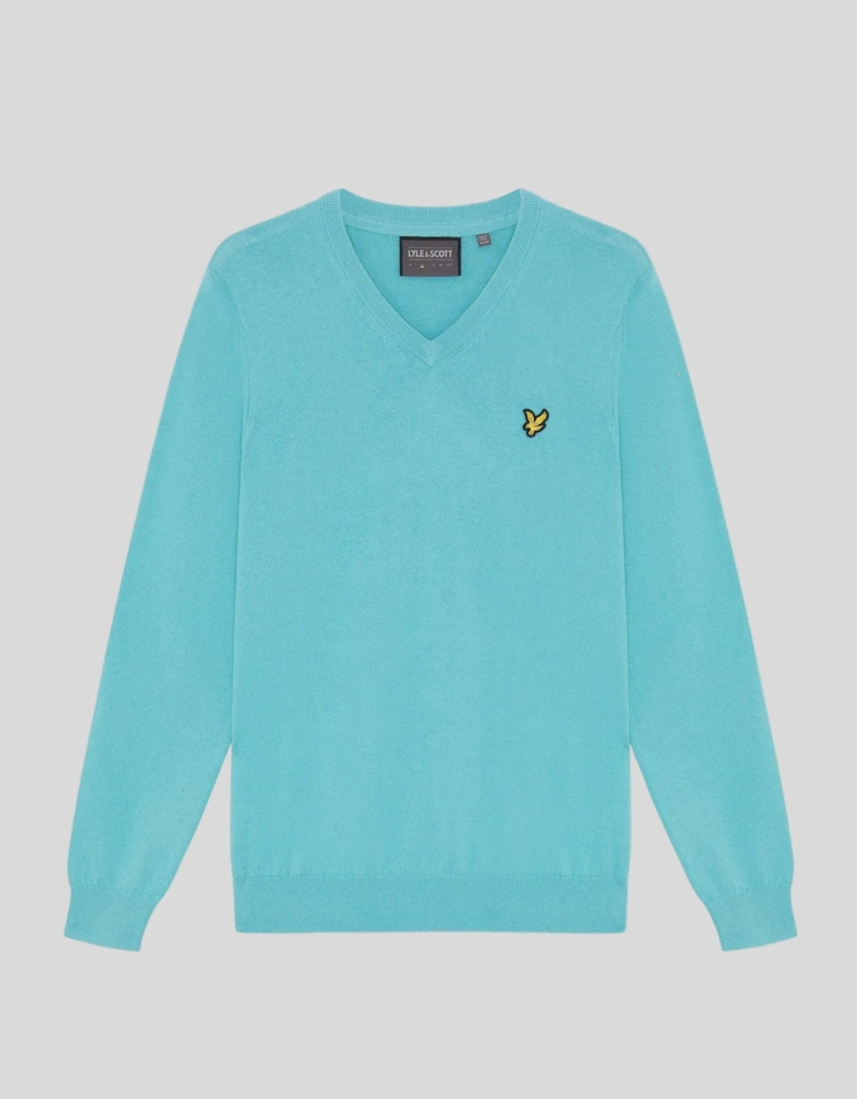 Cotton Blend V-Neck Jumper