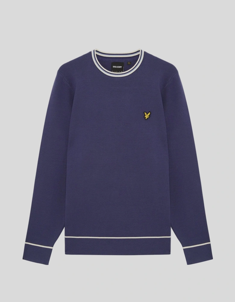 Tipped Knitted Crew Neck Jumper