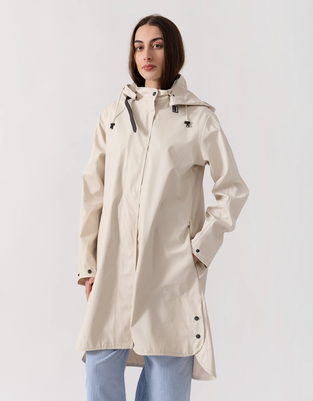 Ilse Jacobsen Rain Womens A-Line Rubberised Raincoat - Milk Creme 121