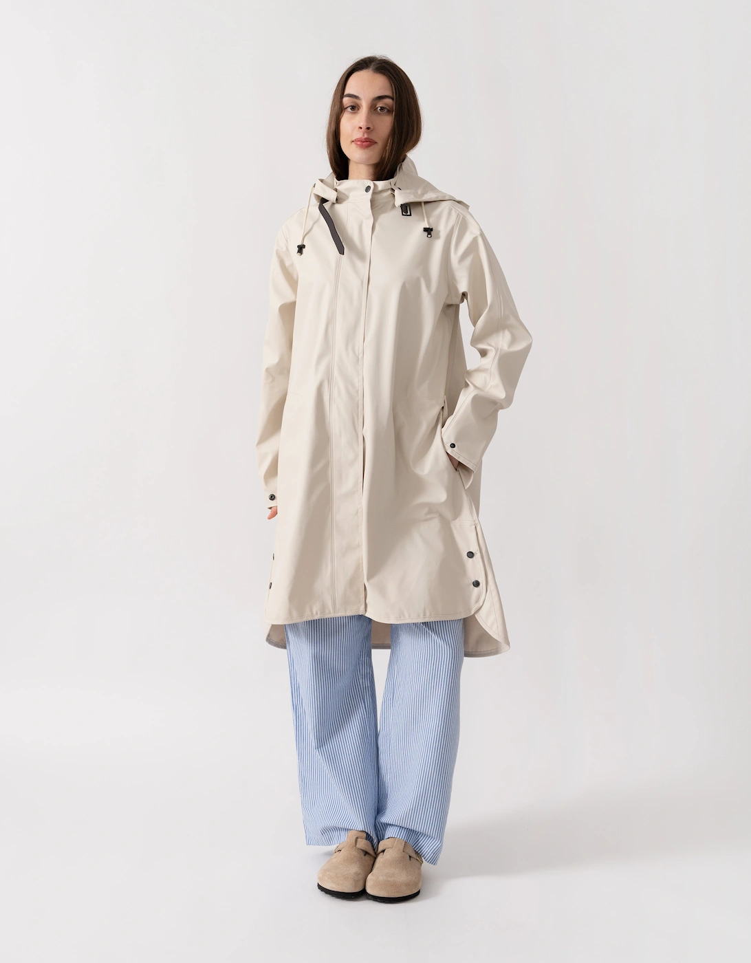 Ilse Jacobsen Rain Womens A-Line Rubberised Raincoat - Milk Creme 121, 6 of 5