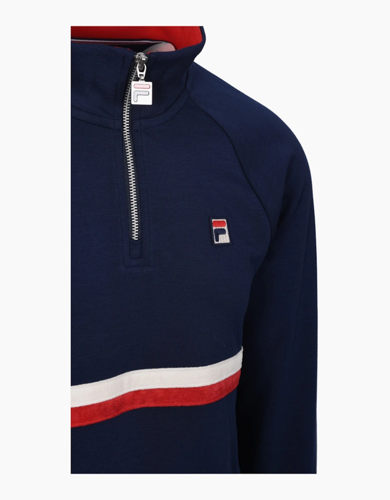ROLANDO HALF ZIP NAVY/GARDENIA/RED