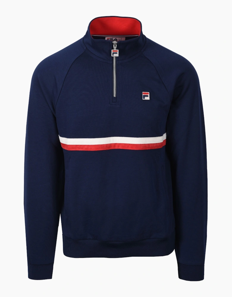 ROLANDO HALF ZIP NAVY/GARDENIA/RED