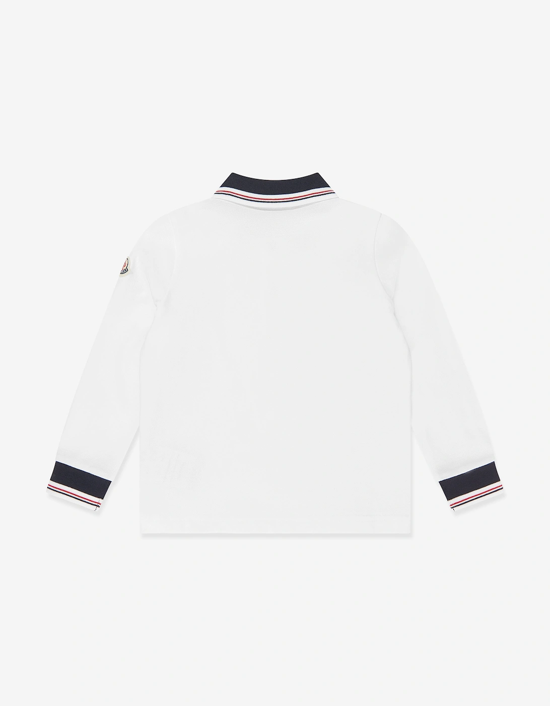 Moncler Enfant Boys Cotton Long Sleeve Polo Shirt in Ivory