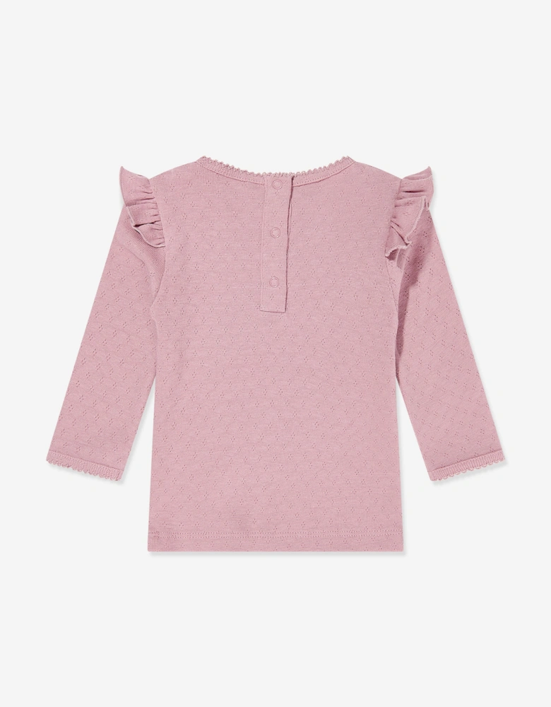 Enfant Baby Girls Long Sleeve Logo T-Shirt in Pink
