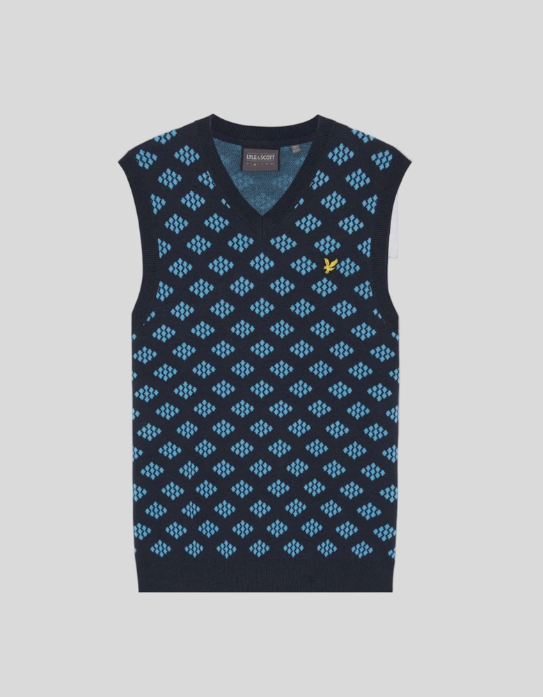Cotton V-Neck Argyle Vest