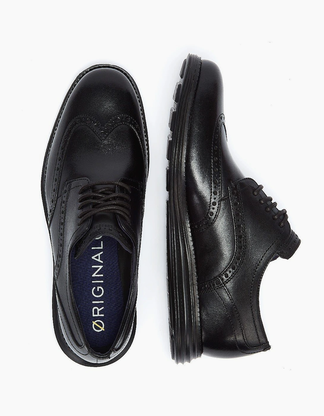 ØriginalGrand Wingtip Oxford Leather Men's Black Shoes