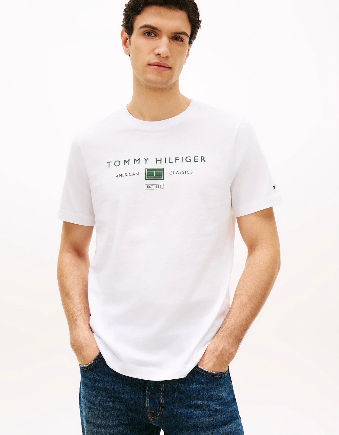 Tommy Hilfiger Men's White Brand Love Mono Stack T-Shirt  40/Regular L