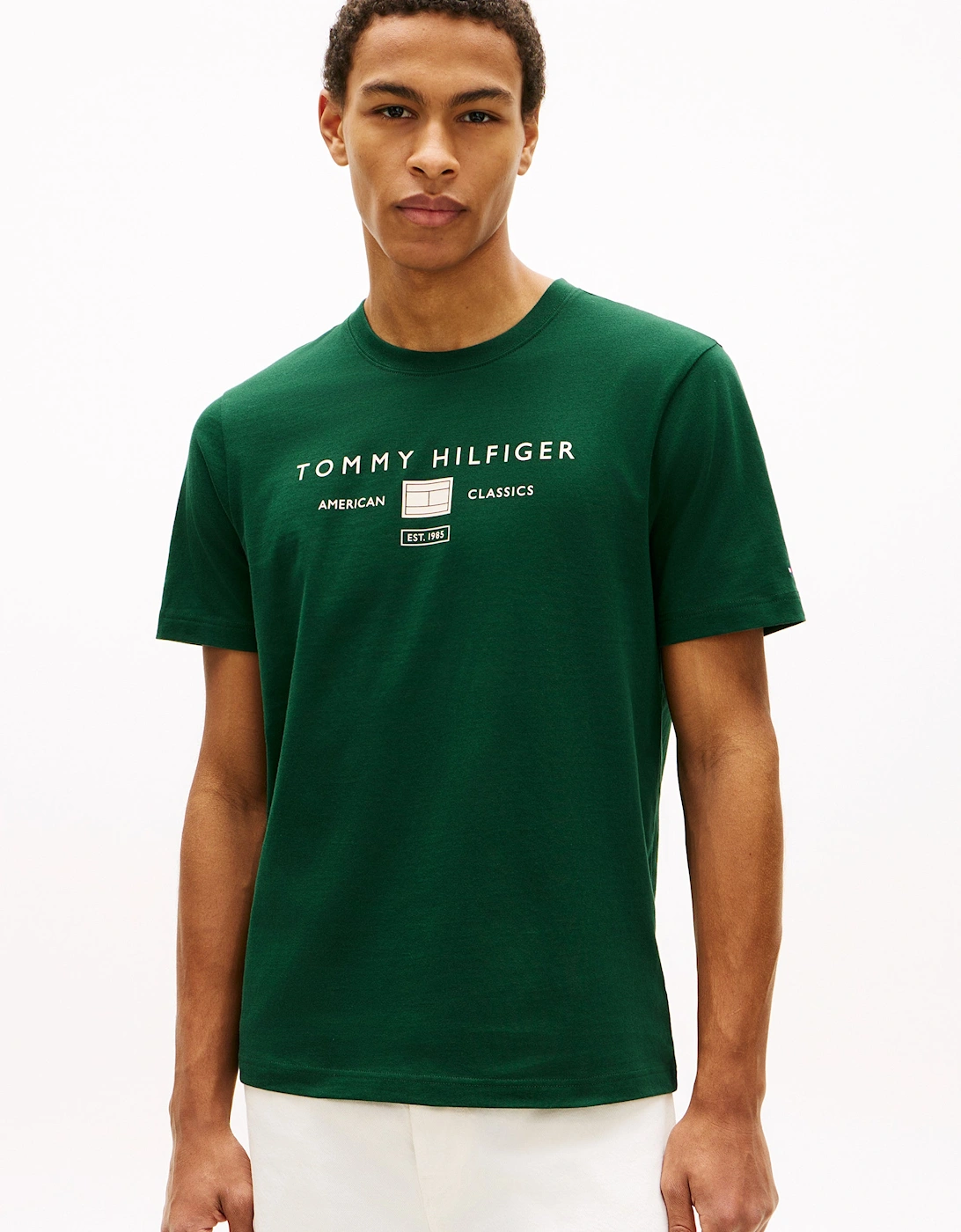 Tommy Hilfiger Men's Green Brand Love Mono Stack T-Shirt - Nocturnal  42/Regular Xl