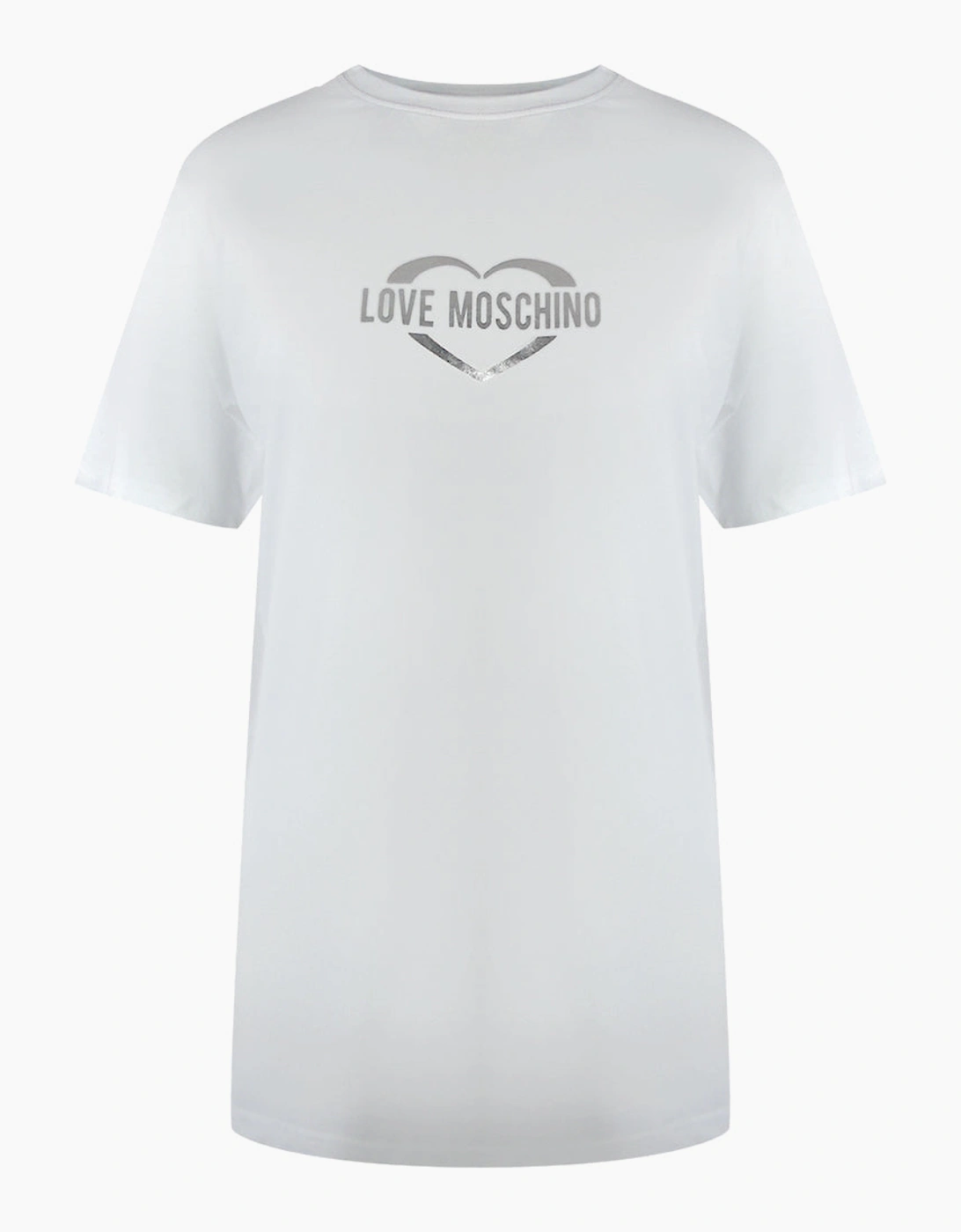 Love Moschino Women's White Shiny Heart Logo T-Shirt  14 L