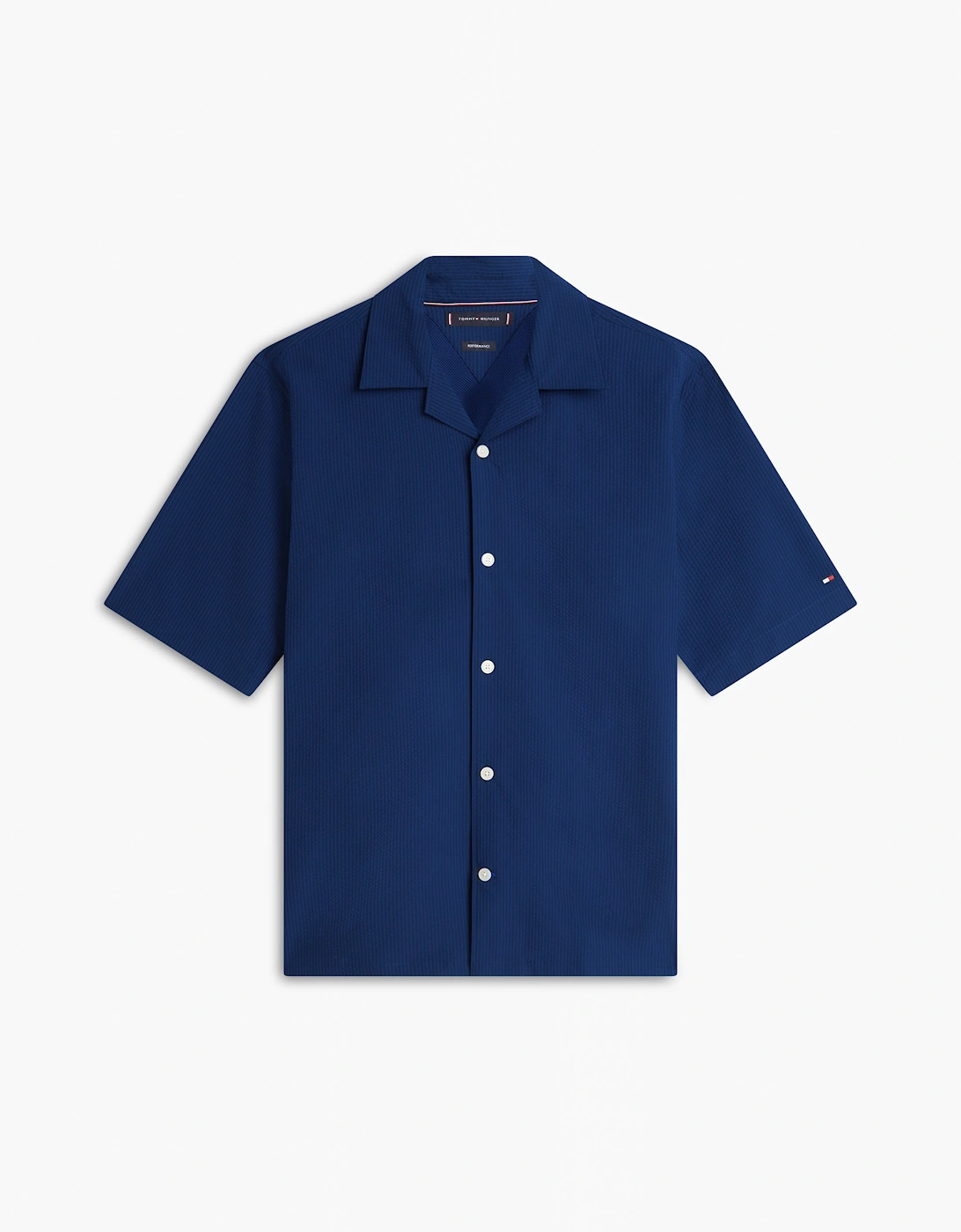 Performance Seersucker Mens Short Sleeve Shirt - Carbon Navy/Black Stripe
