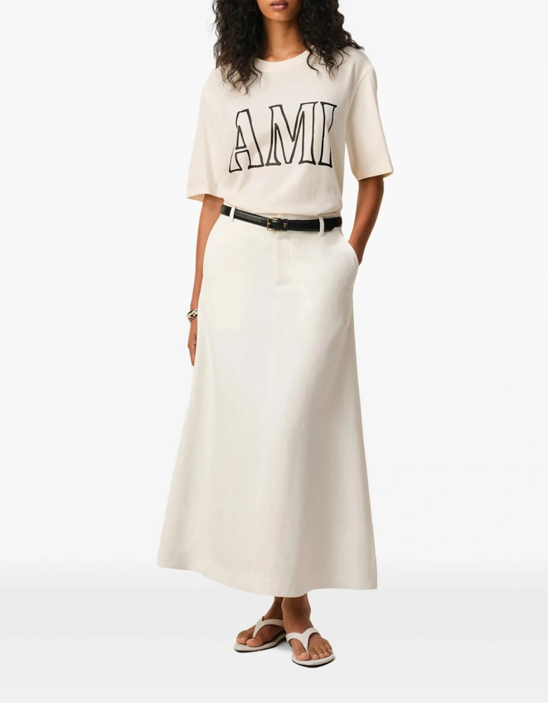 Boxy Graphic Print T-Shirt Cream