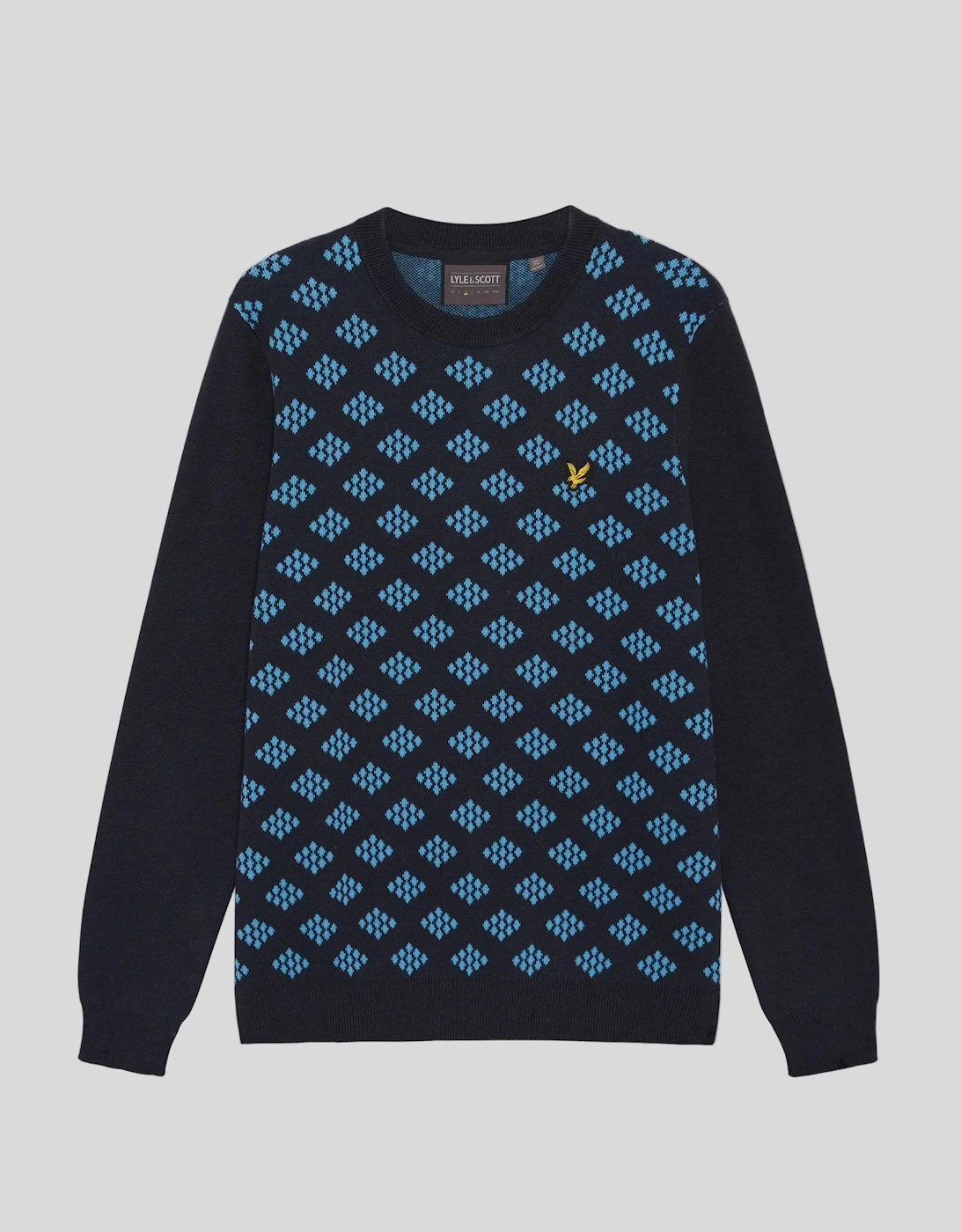 Cotton Crew Neck Argyle Jumper