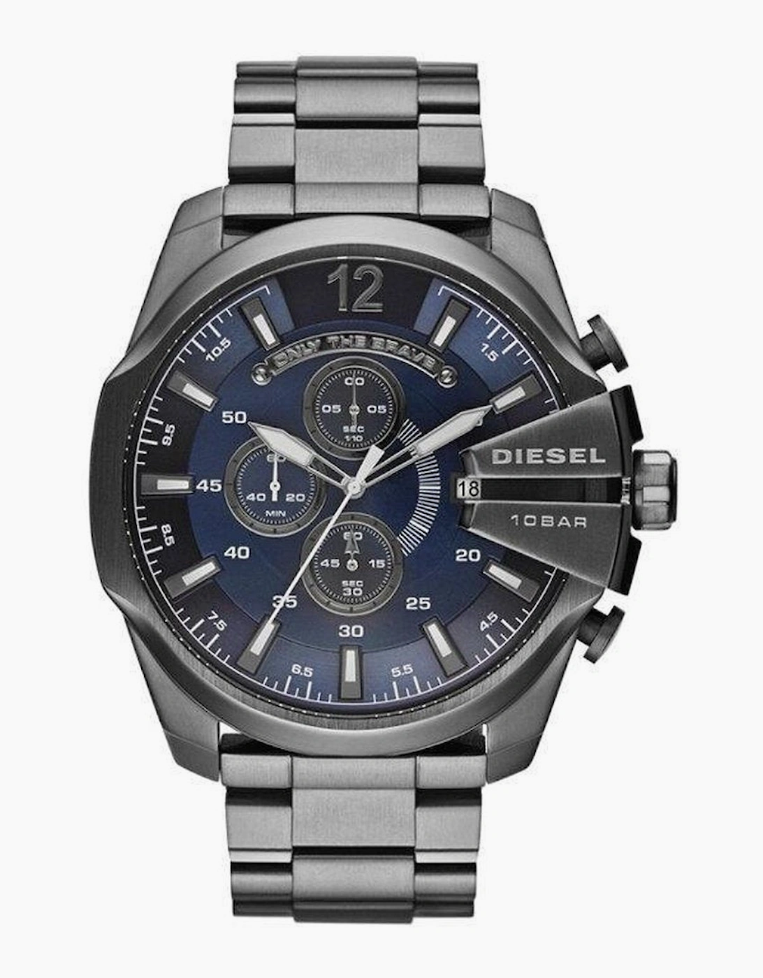 Diesel Men's Diesel DZ4329 Mega Chief Chronograph Blue Dial Gunmetal Ion-plated Men's Watch - Silver