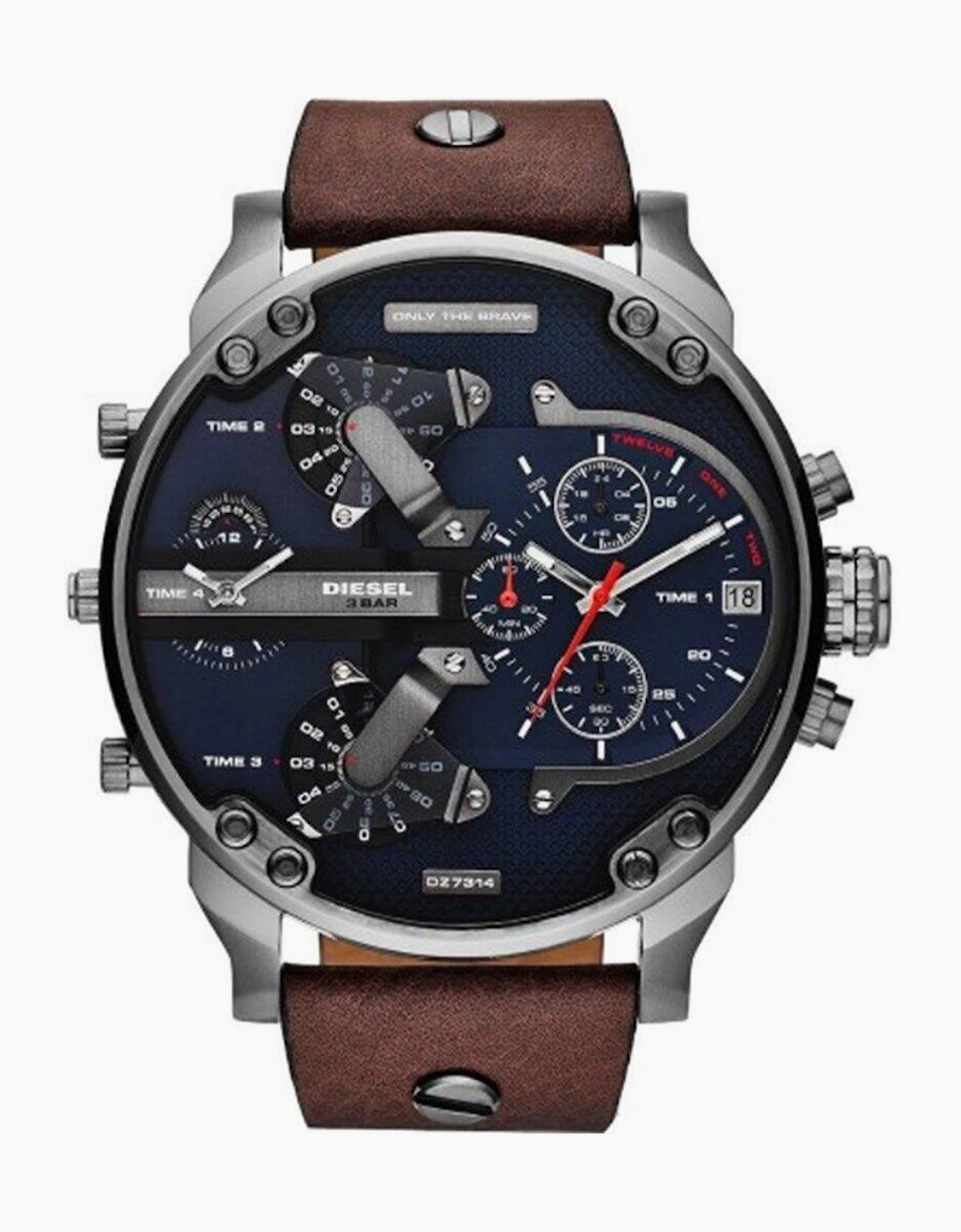 Diesel Men's Brown Dz7314 Mr Daddy Dual Time Chronograph Navy Blue Dial Watch