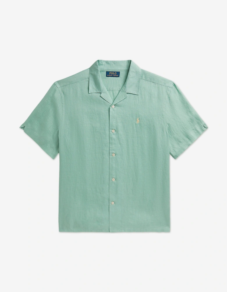 Boys Linen Logo Shirt in Green