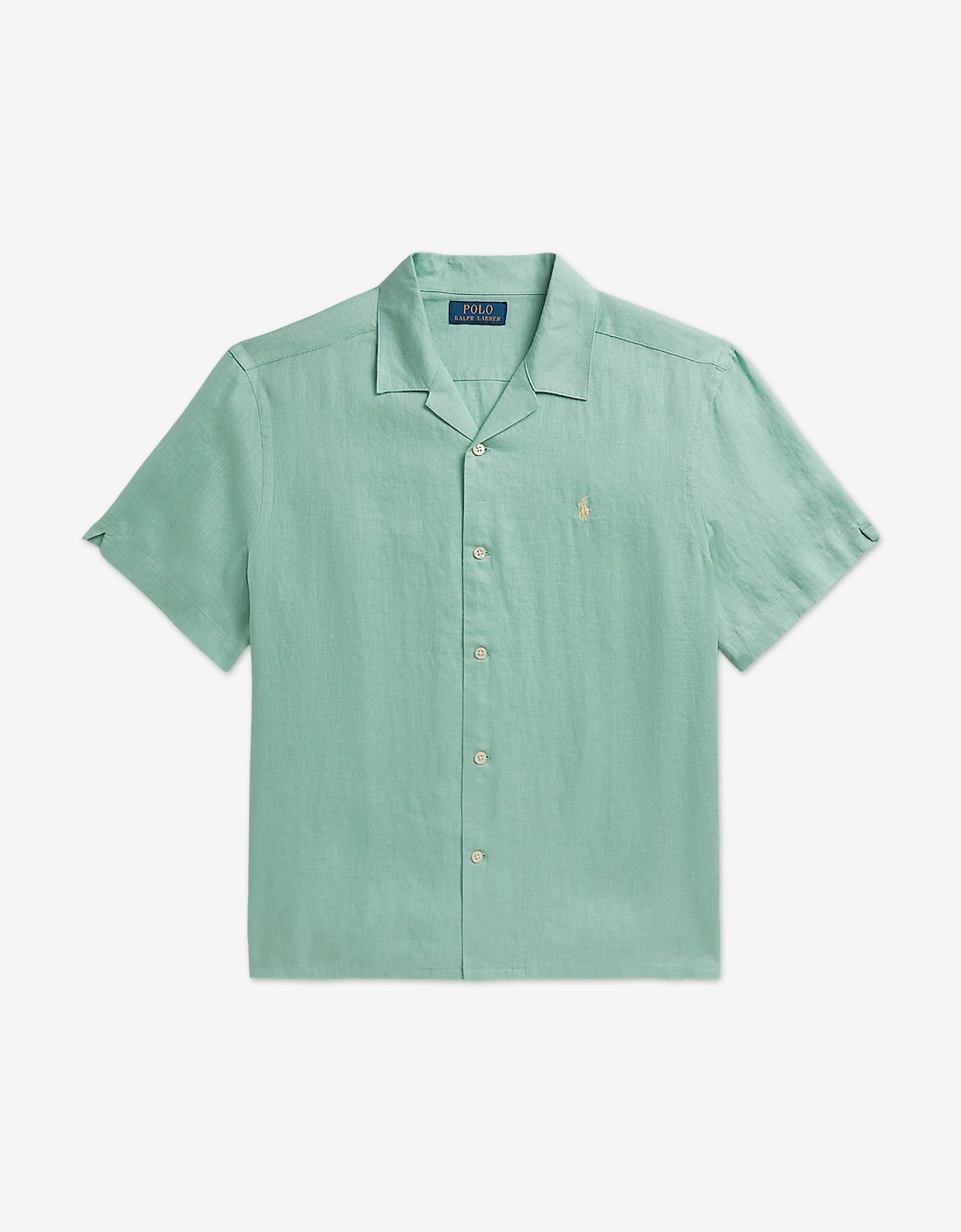 Boys Linen Logo Shirt in Green, 6 of 5