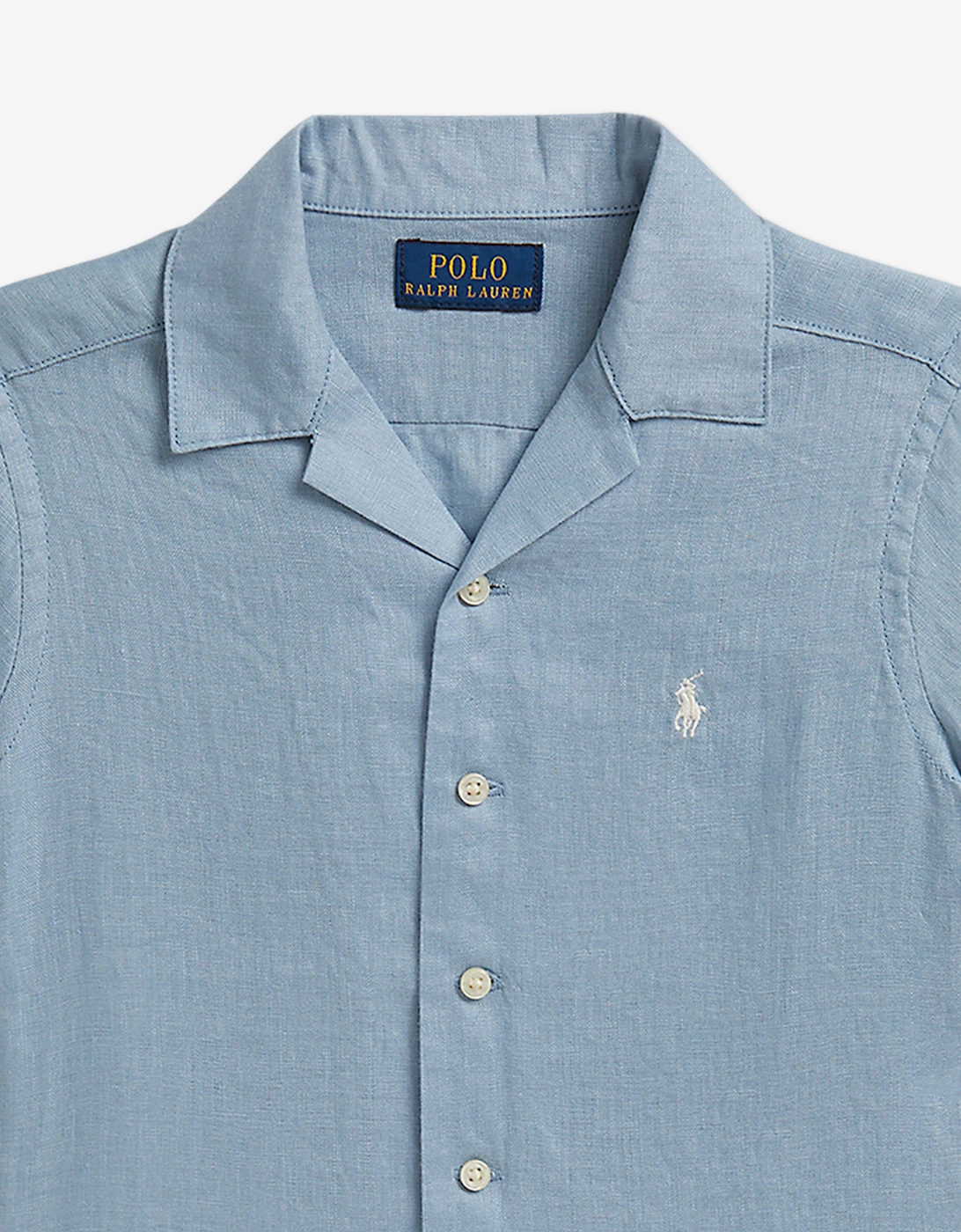 Boys Linen Logo Shirt in Blue