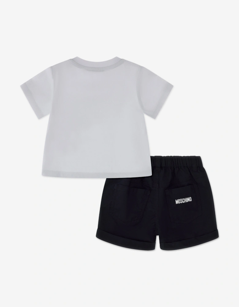 Baby Superstar Teddy Short Set in White