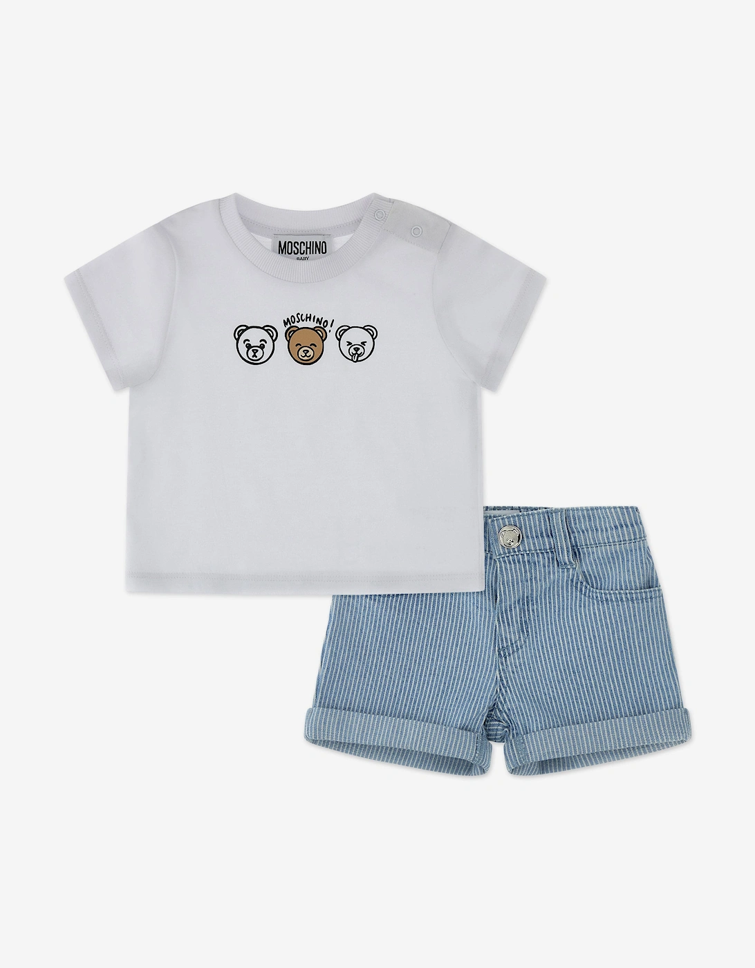 Baby Boys Bear Logo Short Set in Blue, 7 of 6