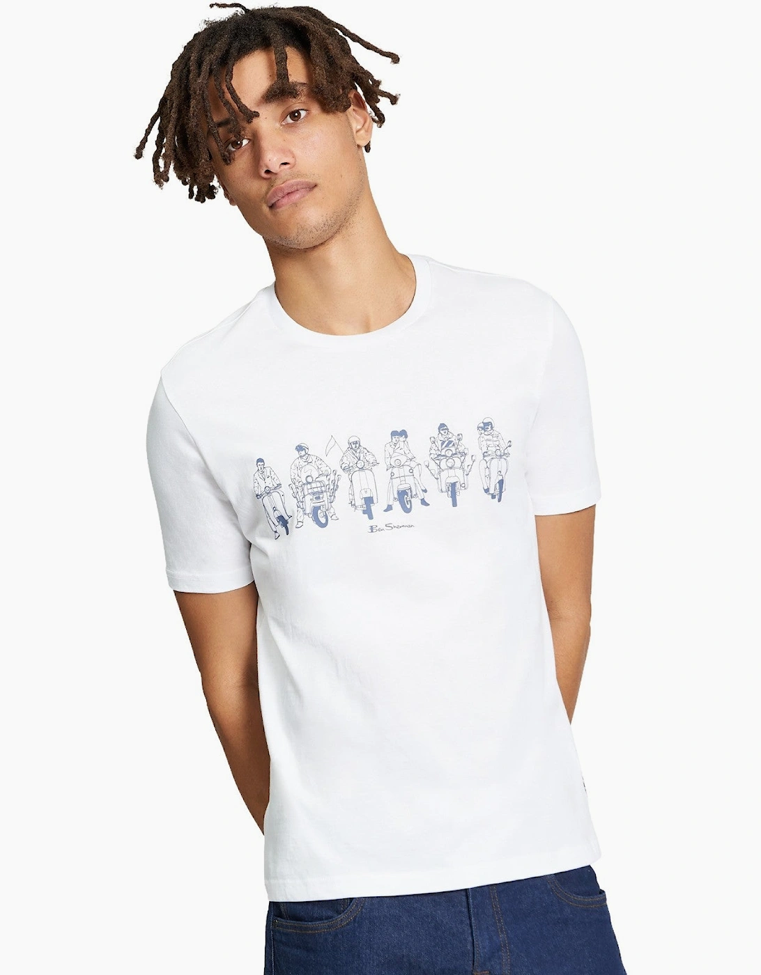 Men's Ben Sherman Mens The Start Line Graphic Short Sleeve T-Shirt - White - Size: 40