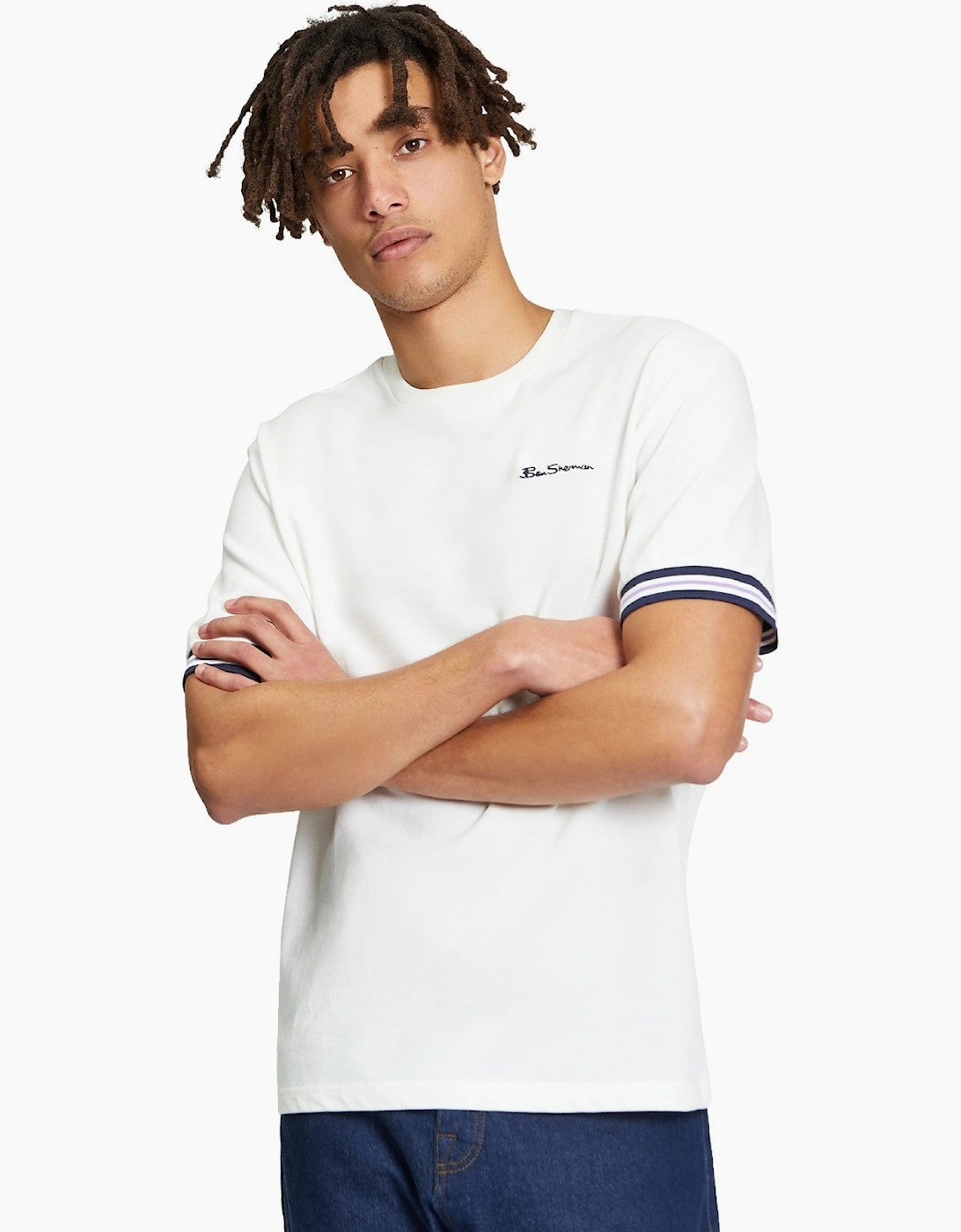 Ben Sherman Men's Ben Sherman Mens Pique Tipped Short Sleeve T-Shirt - White