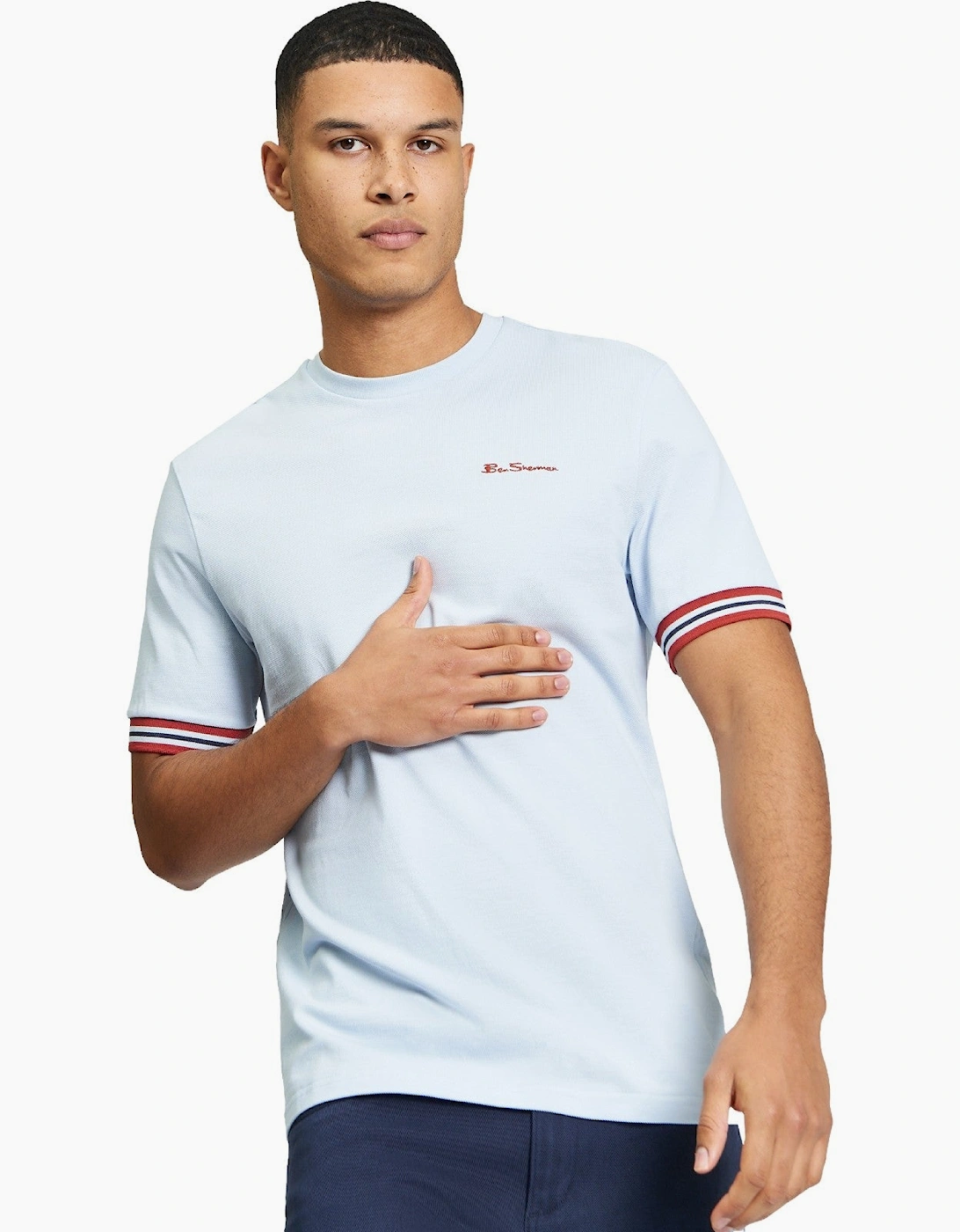 Mens Pique Tipped Short Sleeve T-Shirt, 2 of 1