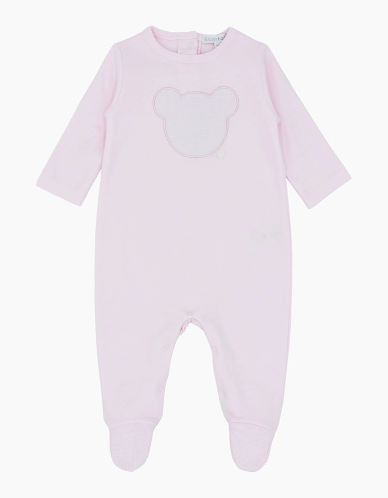 Girls Pale Pink Soft Cotton Bear Babygrow