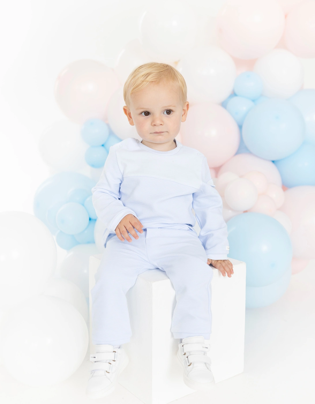 Boys Pale Blue Jersey Ribbed Tracksuit