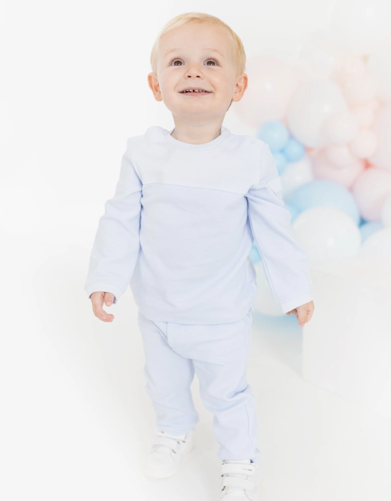 Boys Pale Blue Jersey Ribbed Tracksuit