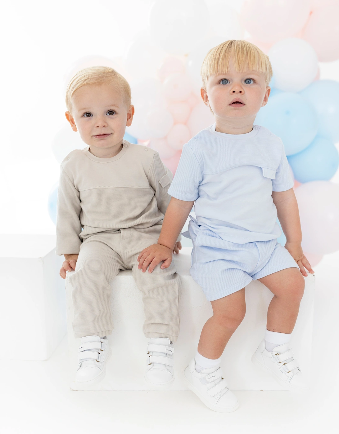 Boys Pale Blue Jersey Ribbed Short Set