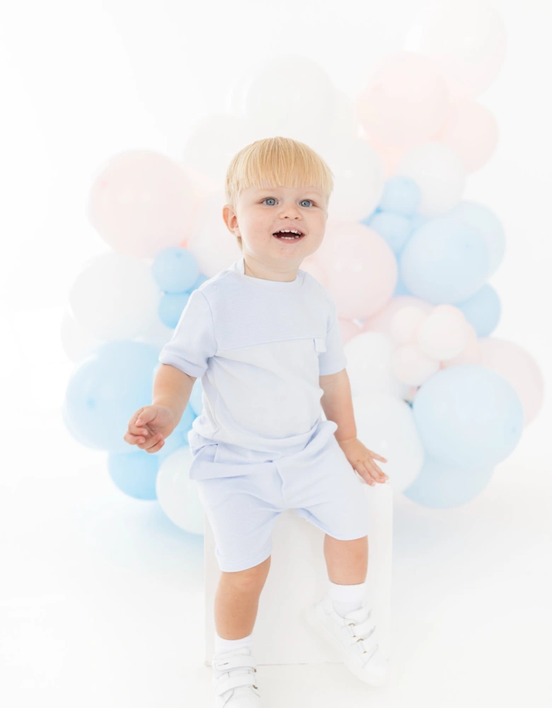 Boys Pale Blue Jersey Ribbed Short Set