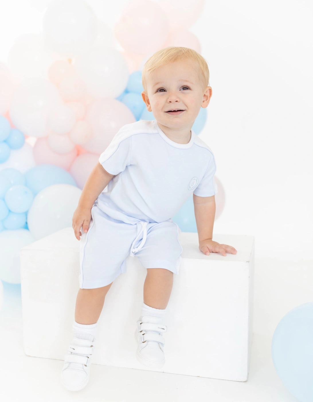 Boys Pale Blue Sporty Jersey Short Set