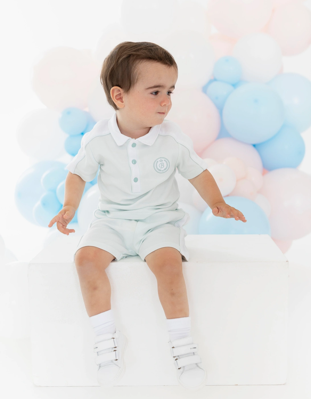Boys Mint Green Sporty Jersey Polo Short Set