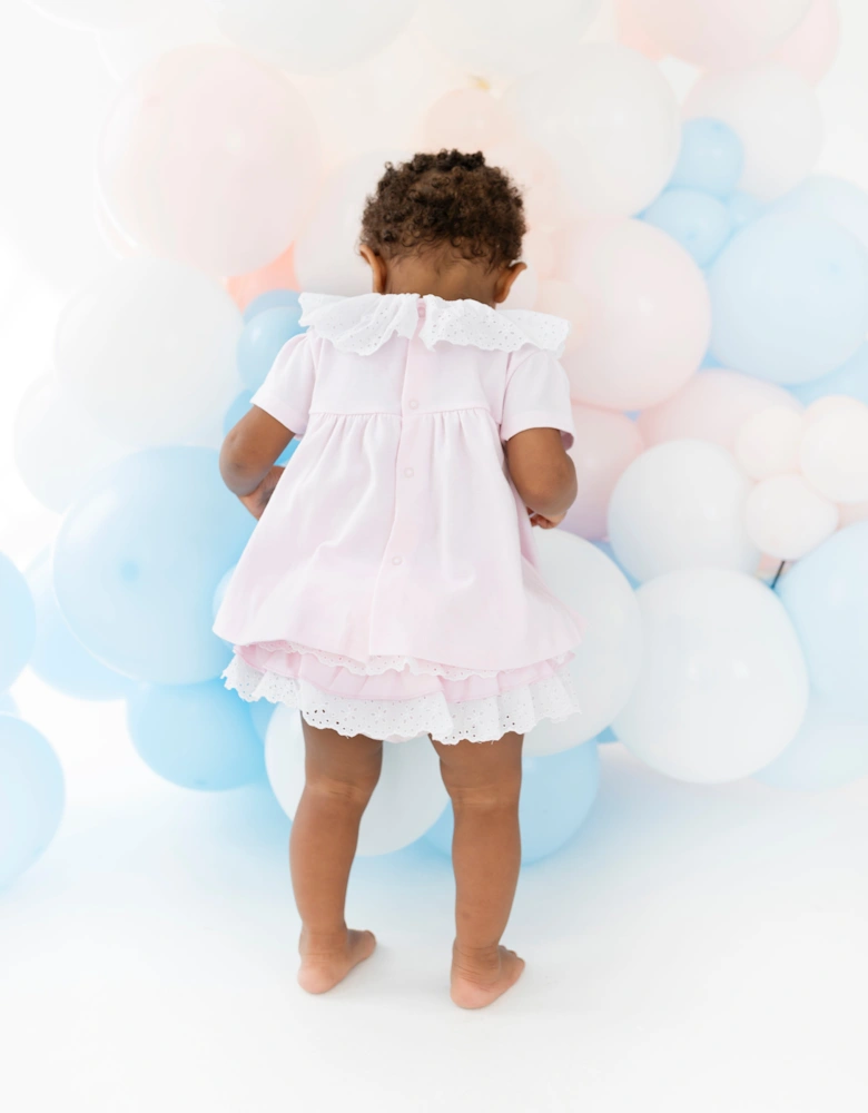 Girls Pale Pink Broderie Jersey Jam Pant Set