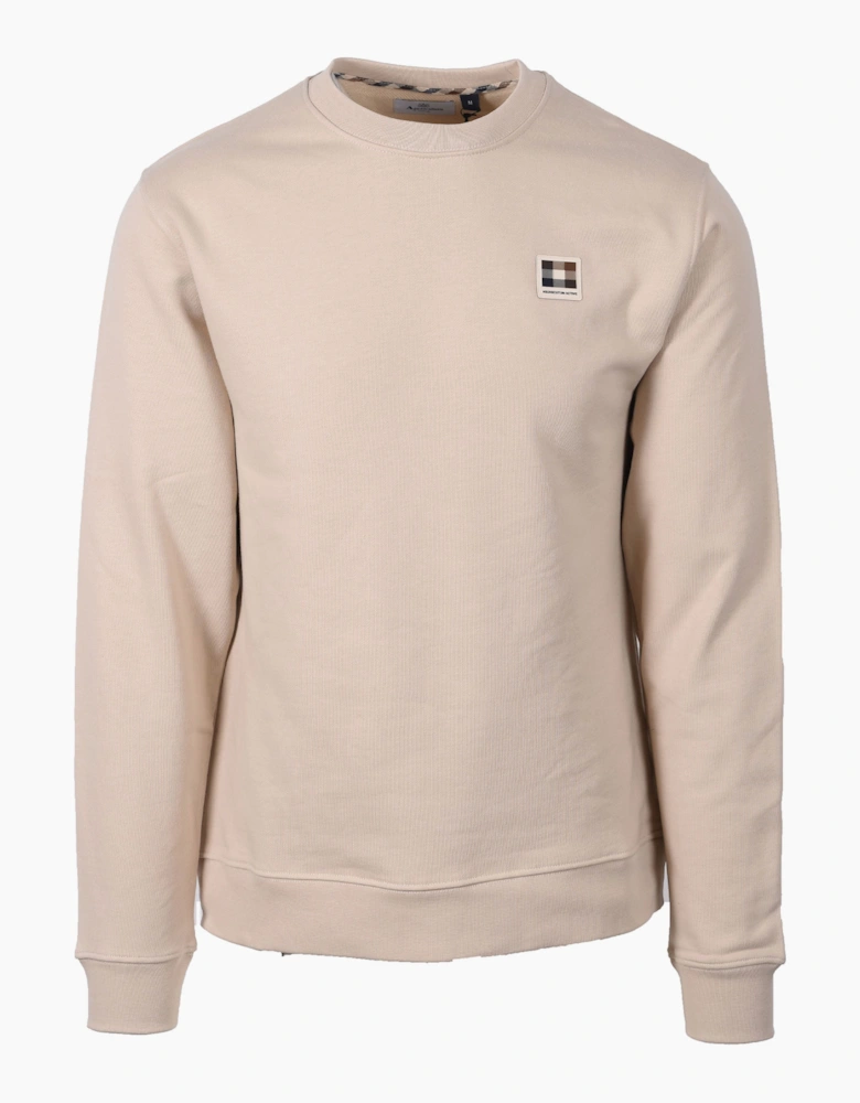 BADGE CREWNECK SWEATSHIRT BEIGE