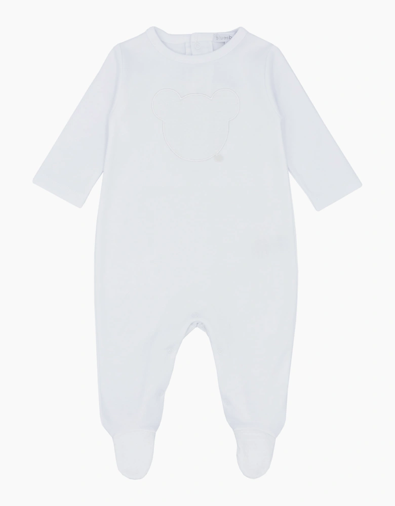 White Soft Cotton Bear Babygrow
