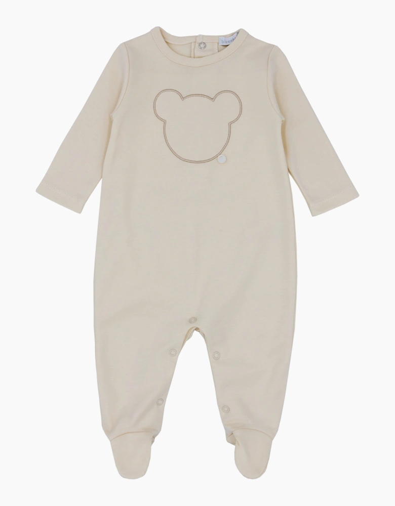 Beige Soft Cotton Bear Babygrow