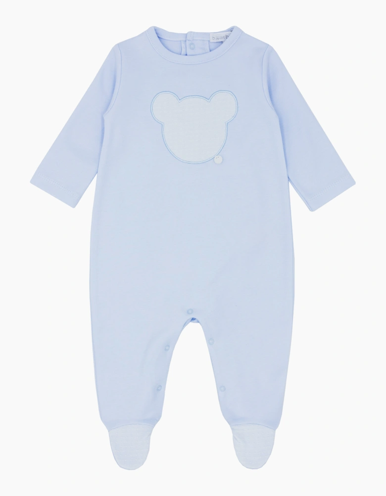 Boys Pale Blue Soft Cotton Bear Babygrow