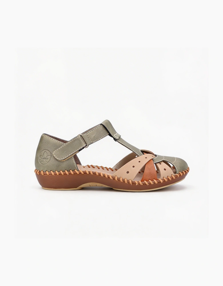 Rieker M1655 Womens Fisherman Sandals Green