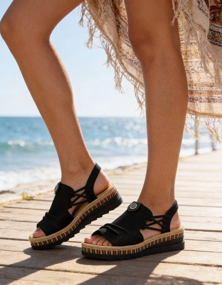 V7972 Womens Slingback Sandals Black