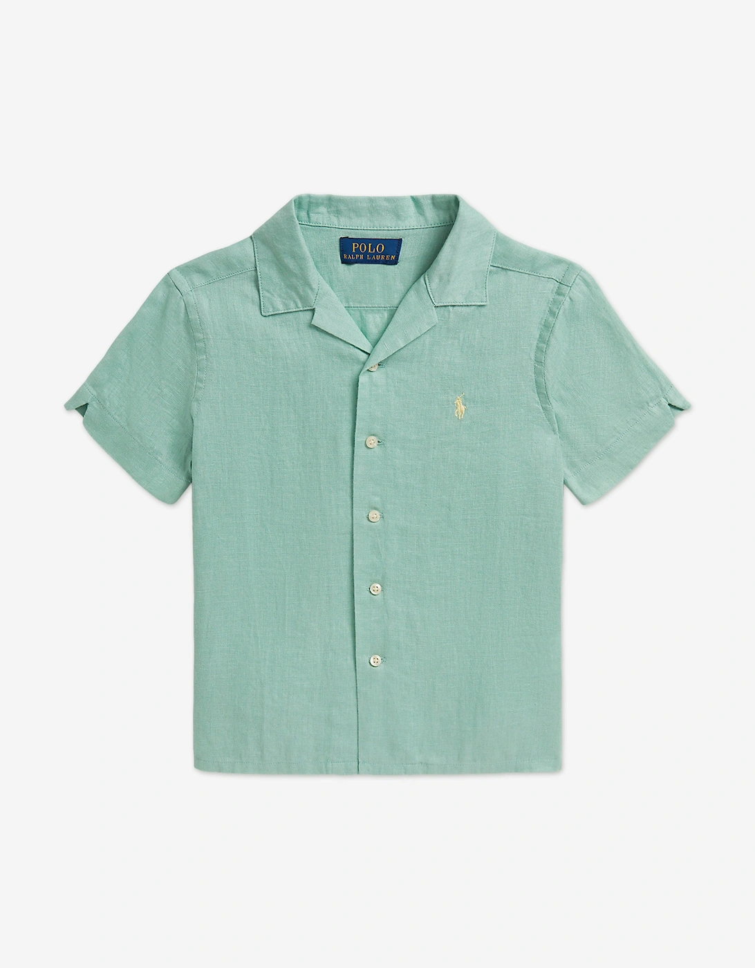 Boys Linen Logo Shirt in Green, 5 of 4
