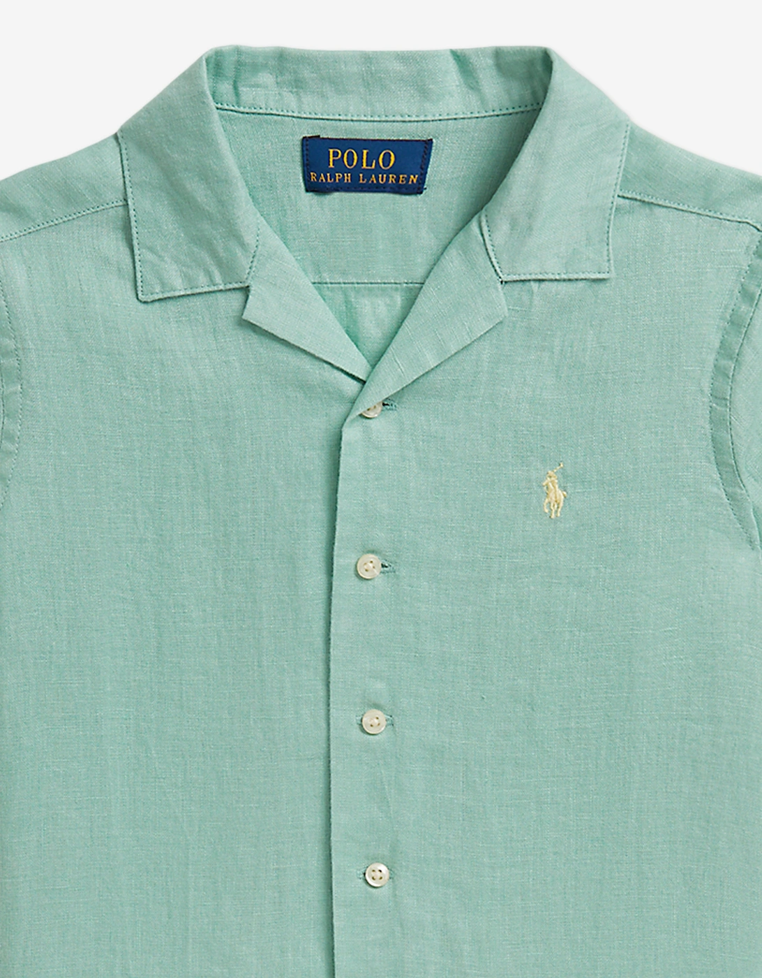Boys Linen Logo Shirt in Green