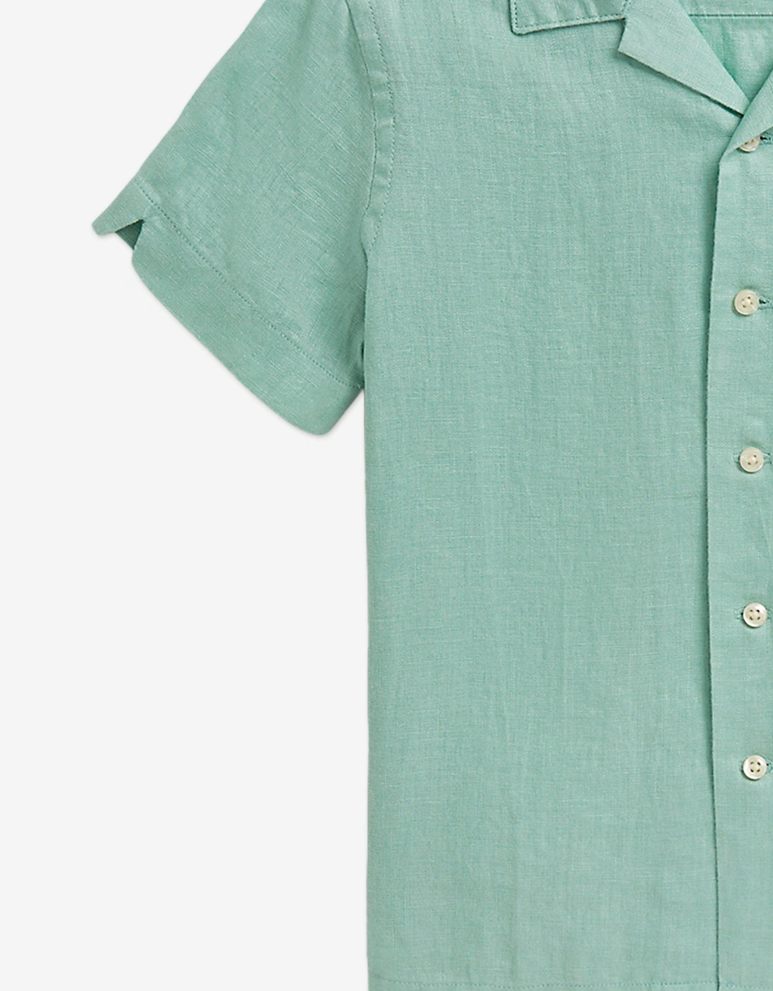 Boys Linen Logo Shirt in Green