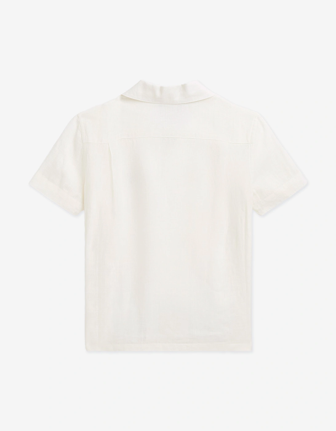 Boys Linen Logo Shirt in White