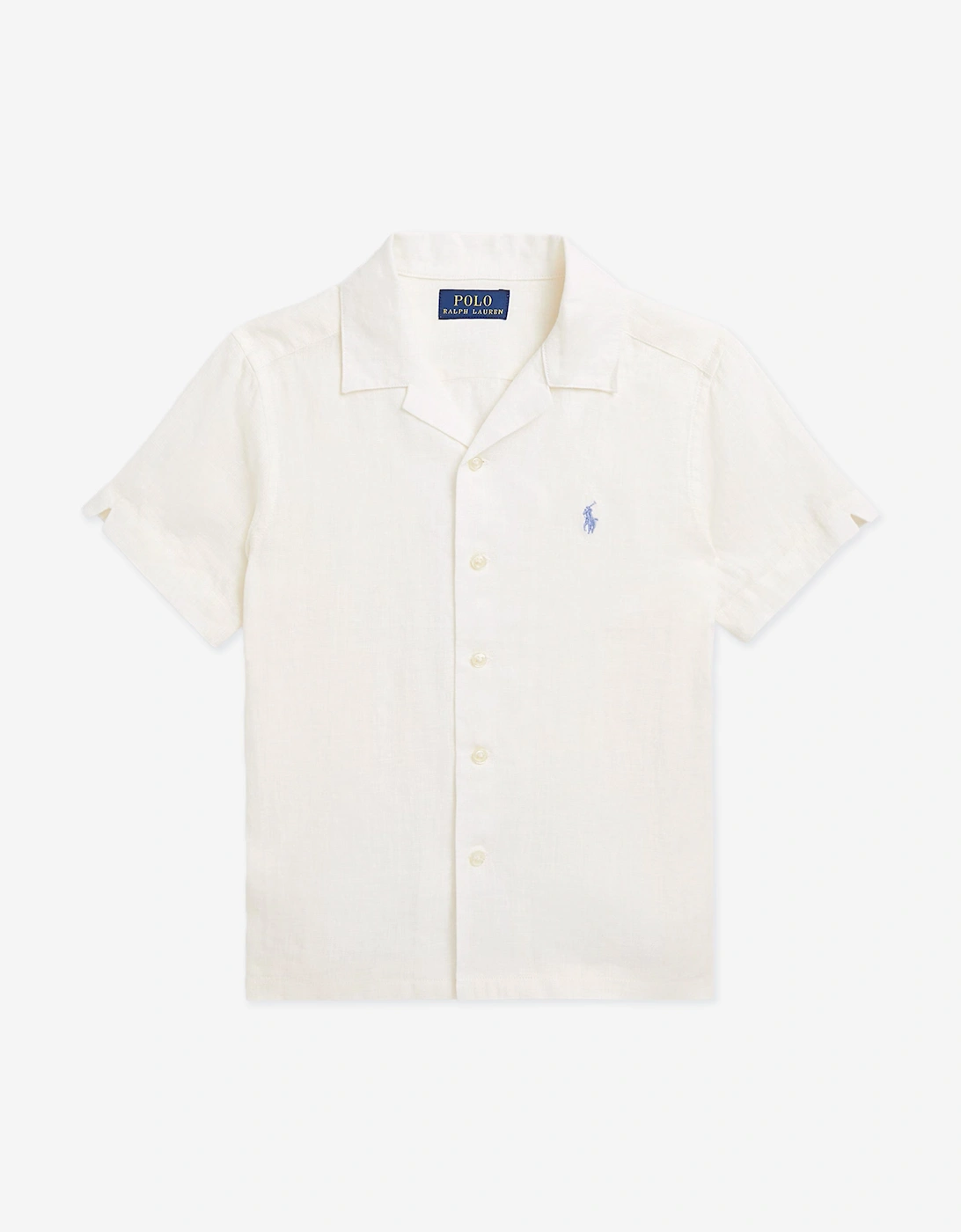 Boys Linen Logo Shirt in White, 6 of 5