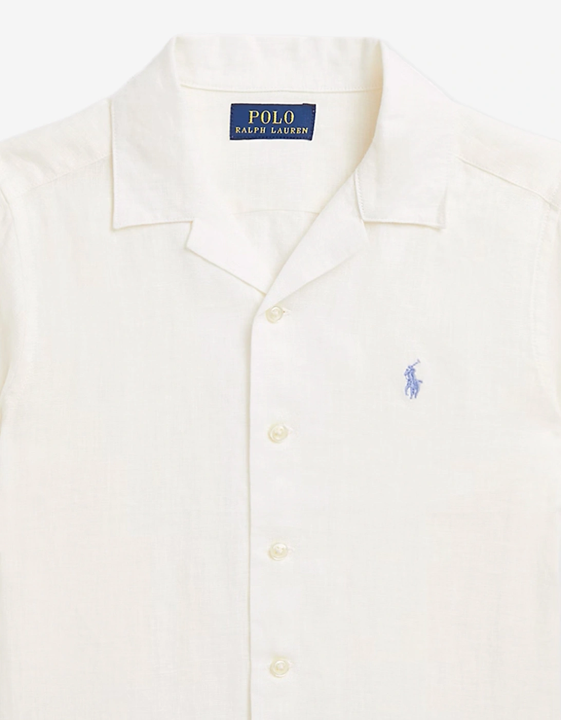 Boys Linen Logo Shirt in White