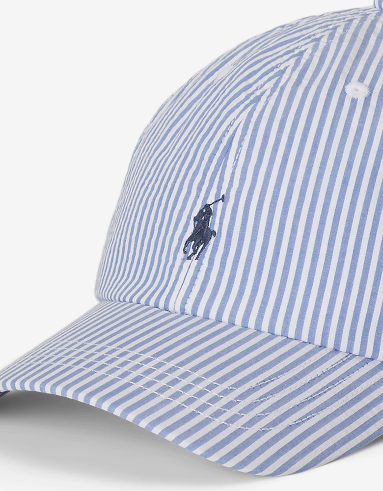 Boys Striped Seersucker Cap in Blue