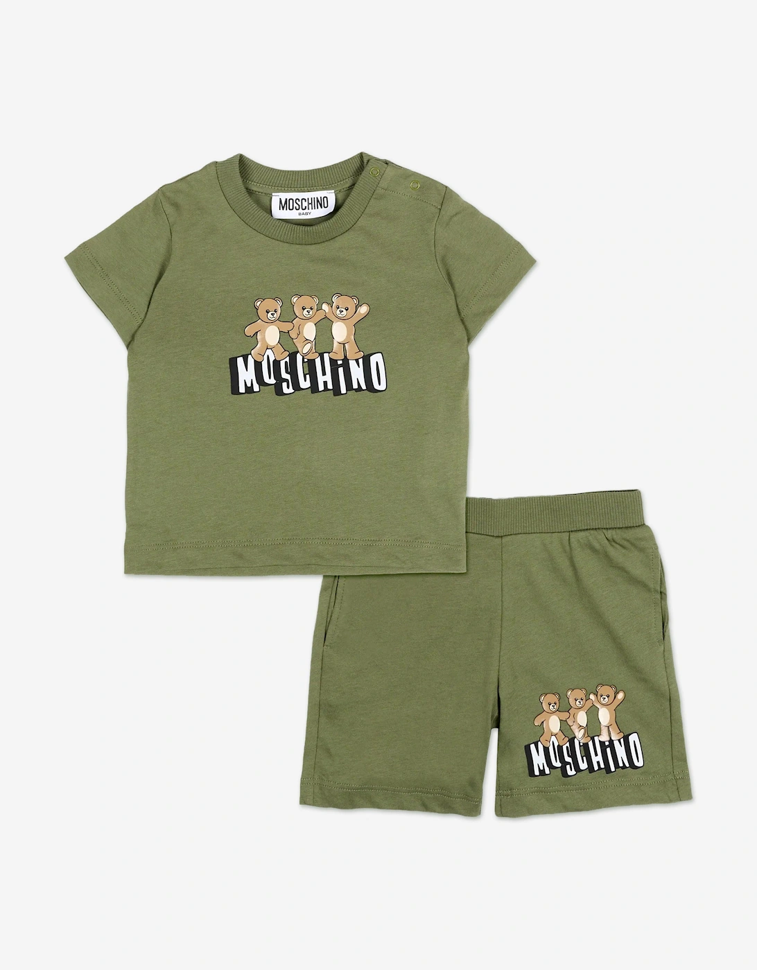 Baby Teddy Bear Logo Short Set in Green, 7 of 6