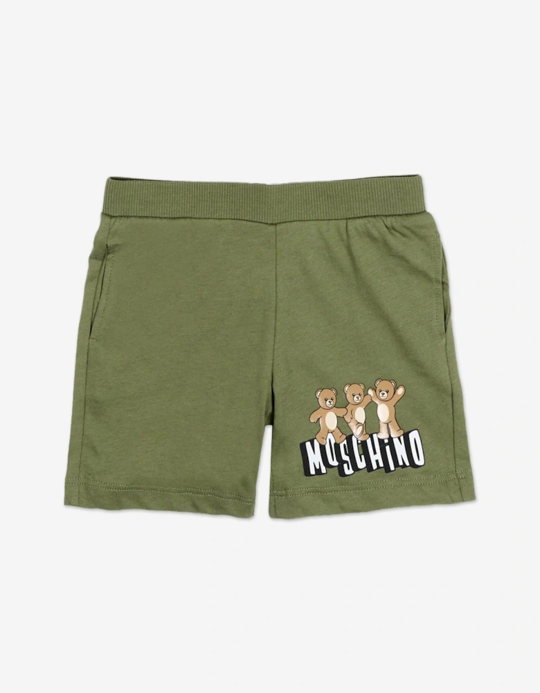 Baby Teddy Bear Logo Short Set in Green