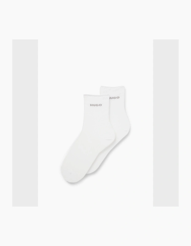 2 Pack of Quarter Length Socks with Logo Details